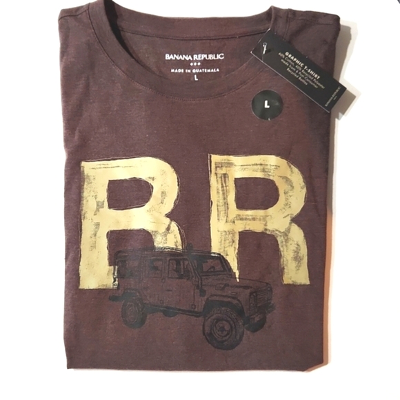 NEW!! Banana Republic Men's Brown Short Sleeve Graphic Tee Shirt Size Large - Picture 1 of 8